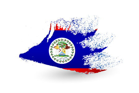 Hand drawn style flag of Belize. Brush painted illustration with a grunge effect.のイラスト素材