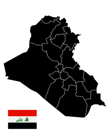 Iraq Black Map isolated on white. Blank Map of Iraq isolated on white.のイラスト素材