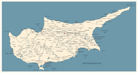 Cyprus Map Old Color. Detail vector map of Cyprus.のイラスト素材