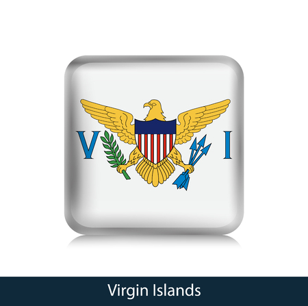 Flag of Virgin Islands - Square glossy badge. Vector.のイラスト素材