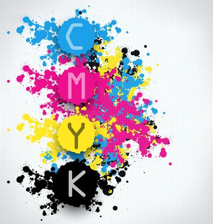 CMYK blots abstract background. Vector illustration.のイラスト素材