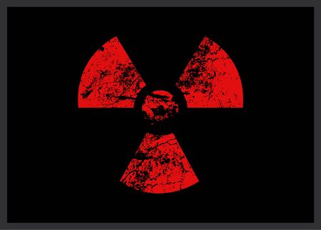 Distressed Red Radiation Symbol Poster and Grunge Textureのイラスト素材