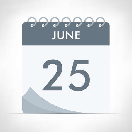 June 25 - Calendar Icon - Vector Illustration. Gray calendar.のイラスト素材