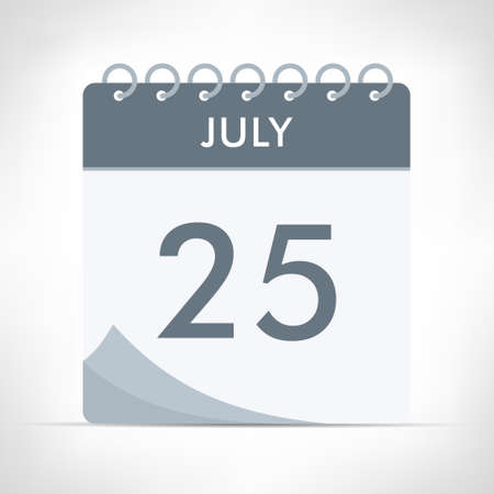 July 25 - Calendar Icon - Vector Illustration. Gray calendar.のイラスト素材