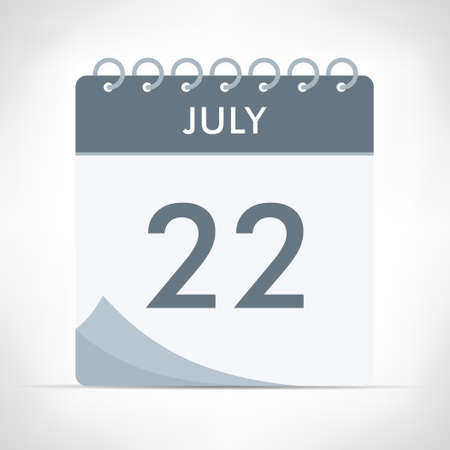 July 22 - Calendar Icon - Vector Illustration. Gray calendar.のイラスト素材