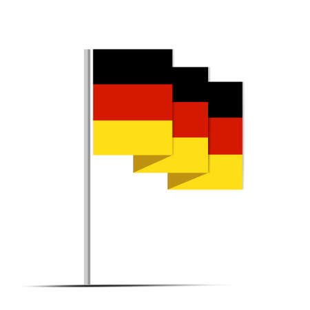 Vector Flat Style Waving Germany Flag. Germany flag icon. German national emblem in origami style. vector illustration.のイラスト素材