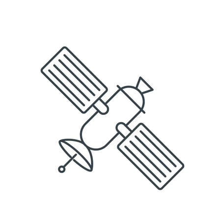 Sattelite thin line icon. Element of simple icon for websites, web design, mobile app, info graphics. Thin line icon for website design and development, app development on white backgroundのイラスト素材