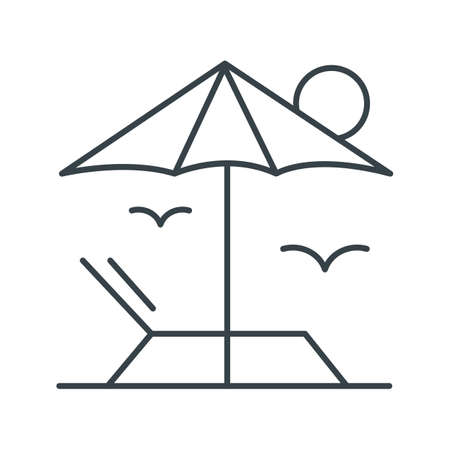Deck chair line art thin icon. Vector icon.のイラスト素材