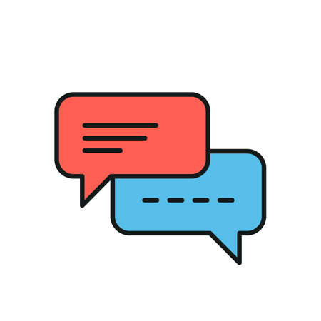 Chat speech bubble thin line icon. Color. Symbol of comment or message. Element of simple icon for websites, web design, mobile app, info graphics. Thin line icon for website design and development, app development.のイラスト素材