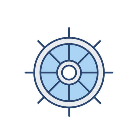 Ship helm thin line icon. Color blue. Element of simple icon for websites, web design, mobile app, info graphics. Thin line icon for website design and development, app development on white backgroundのイラスト素材