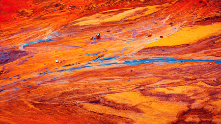 Mudflow clay - sand, flowing down from the mountains with water after heavy rains, natural phenomena...