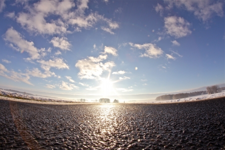 street into the sunの写真素材
