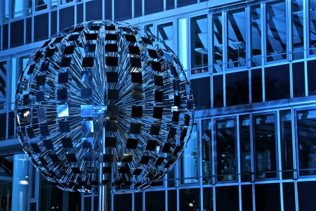 a building in the night meets color lightの写真素材