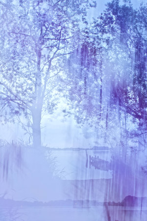 crazy light show meets photography of landscapeの写真素材