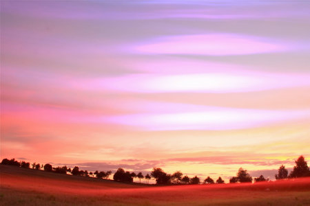 crazy light show meets photography of landscapeの写真素材
