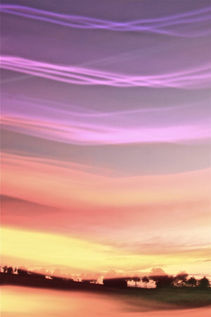 crazy light show meets photography of landscapeの写真素材