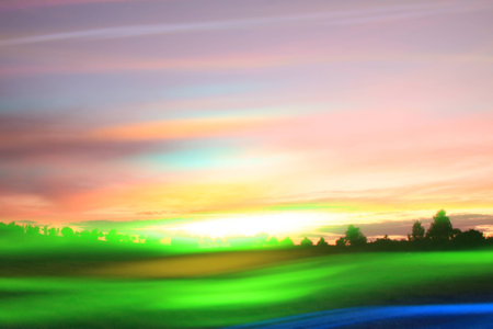 crazy light show meets photography of landscapeの写真素材