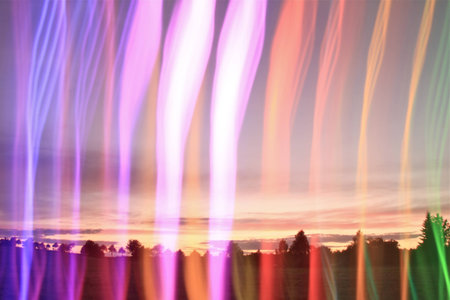 crazy light show meets photography of landscapeの写真素材