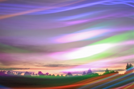 light show meets photography of landscapeの写真素材