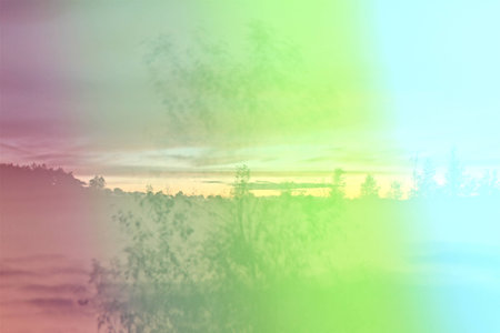crazy light show meets photography of landscapeの写真素材