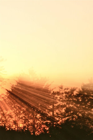 crazy light show meets photography of landscapeの写真素材