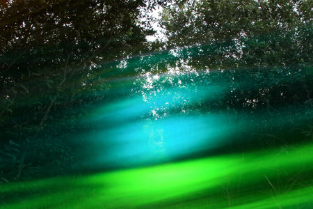 crazy light show meets photography of landscapeの写真素材