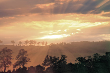 crazy light show meets photography of landscapeの写真素材