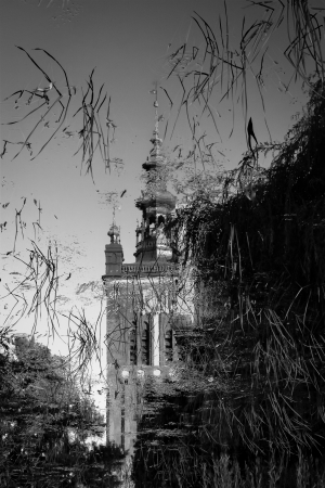 a church in the waterの写真素材
