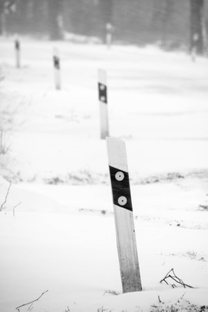 a stormy winder landscape in the morningの写真素材