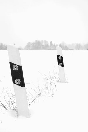 a stormy winder landscape in the morningの写真素材