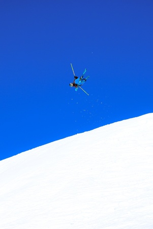 winter sport on a sunny day in the mountainの写真素材
