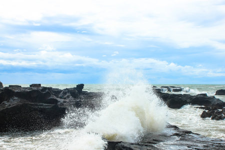 a beach of the ocean on a hot summer dayの写真素材