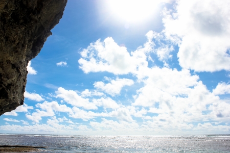 a beach of the ocean on a hot summer dayの写真素材