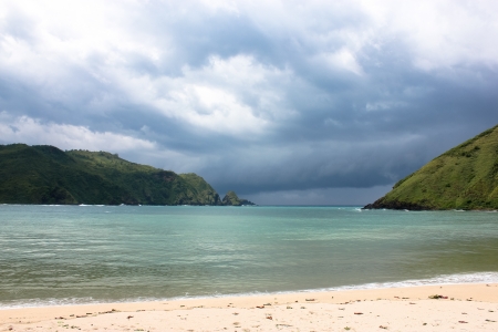 a beach of the ocean on a hot summer dayの写真素材