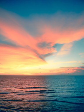 a beach of the ocean on a hot summer dayの写真素材