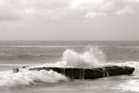 a beach of the ocean on a hot summer dayの写真素材