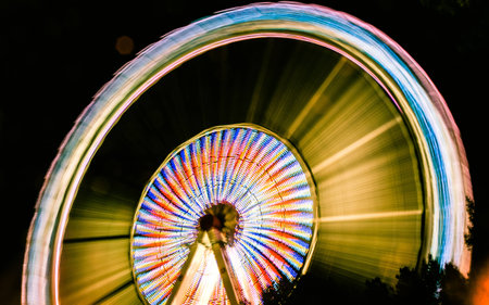 this is a carrousel in the nightの写真素材