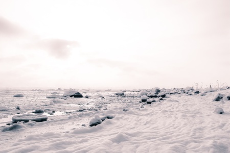 the beach of a island on a winter morning