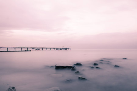 this is the east coast of germany on a autumn morningの写真素材