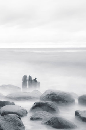 the east coast of germany on a autumn morningの写真素材