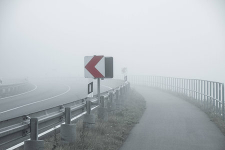 A street on a foggy October dayの写真素材