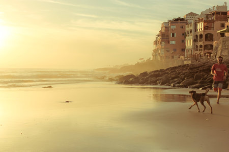 a beach of the ocean on a summer dayの写真素材