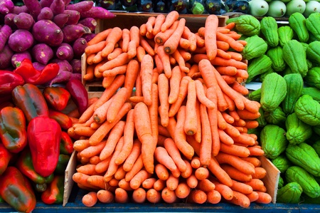Vegetables.A market stall in Rio de Janeiro offers a healthy selection of locally grown produce for...