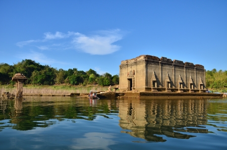 The underwater Buddhist church of Wat Wang Wiwekaramの写真素材