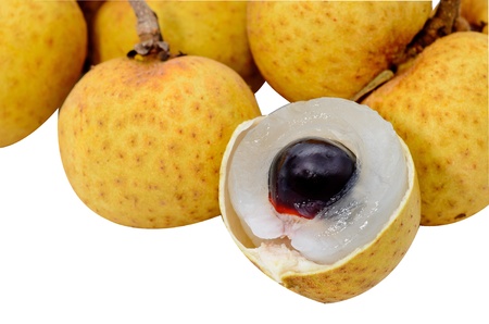 Close up of longan on a white