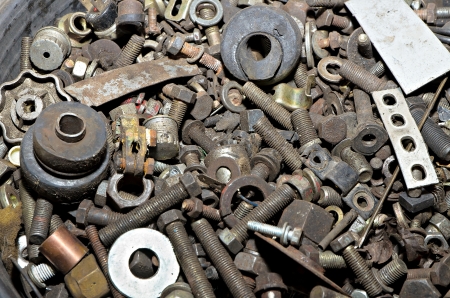 hardware - bolts, nuts, washers, screws in bucket