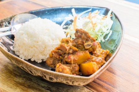 Thailand Northern Style Hang Lay Pork Curry with boiled riceの写真素材
