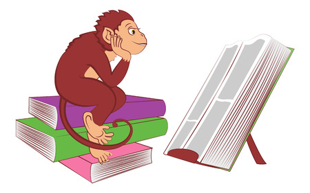 The monkey reading the bookのイラスト素材