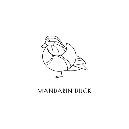 Mandarin duck outline iconのイラスト素材