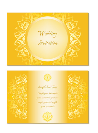 Wedding card or invitation, gold ornamental pattern.のイラスト素材